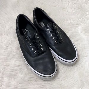 Polo Ralph Lauren Black Leather Thorton Low-Top Sneakers